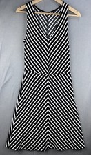 Banana Republic Women's Tank Dress Size 6 Black & White Striped V-Neck