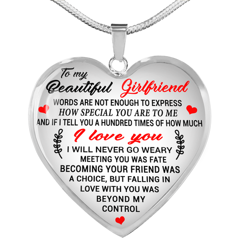 To My Girlfriend Necklace Heart Pendant 