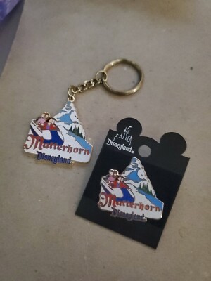 Disneyland Matterhorn Bobsled Pin Keychain 1998 Attraction Series Yeti Vintage
