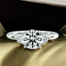 Verlobungsring 14 Karat Weißgold Lab Created Diamant Rundschliff 1,40 kt IGI