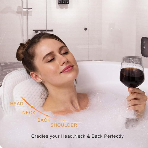 Relaxing Bathtub Cushion Luxury Bath Pillow Spongy Spa Headrest Comfort Non Slip - Picture 7 of 20