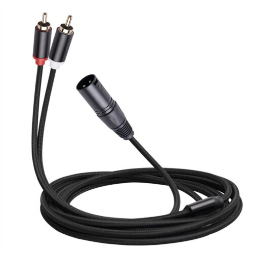 Male Audio Cable Audio Equipment Gold Plated Microphone XLR Male To 2-RCA Male - Picture 1 of 15