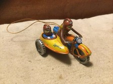 German Tin Litho Motorcycle W/Side Car- Tree Ornament