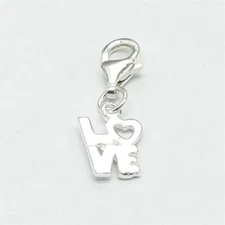 925 Sterling Silver Love Word Charm for Bracelet Necklace Clip On Charm Clasp