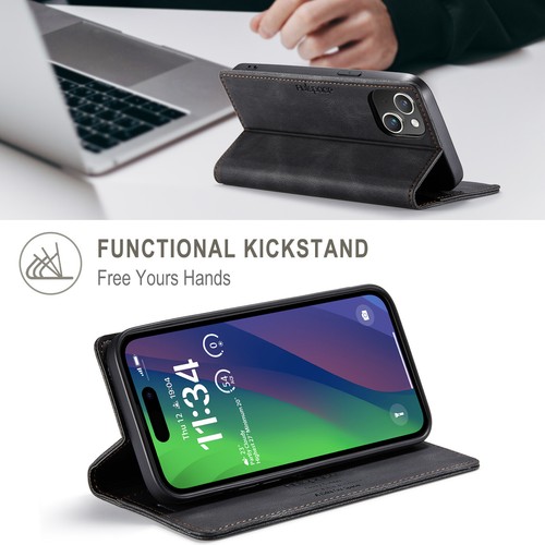 Flip Case For iPhone 16e 15 14 13 12 11 SE XR Leather Magnetic Card Wallet Cover - Picture 16 of 25