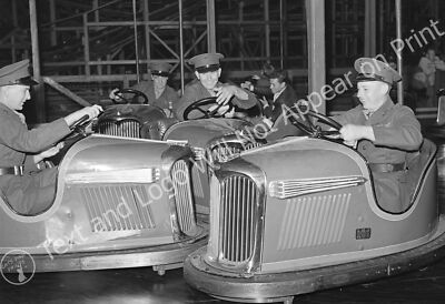 1941 Marines Riding Bumper Cars, San Diego, CA Old Photo 13'' x 19'' Reprint