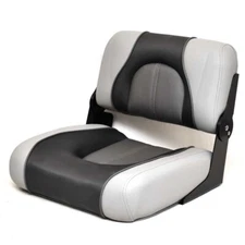 Crestliner Boat Center Folding Seat 2156293 | Low Back Gray Black