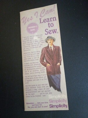 Vintage Simplicity Booklet Yes I Can Learn To Sew Patterns Beginner's Guide