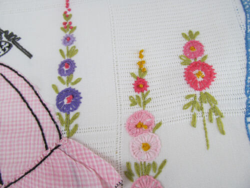 Copriletto leggero campana sud rosa bianco ricamato a mano coperta vintage - Foto 5 di 16