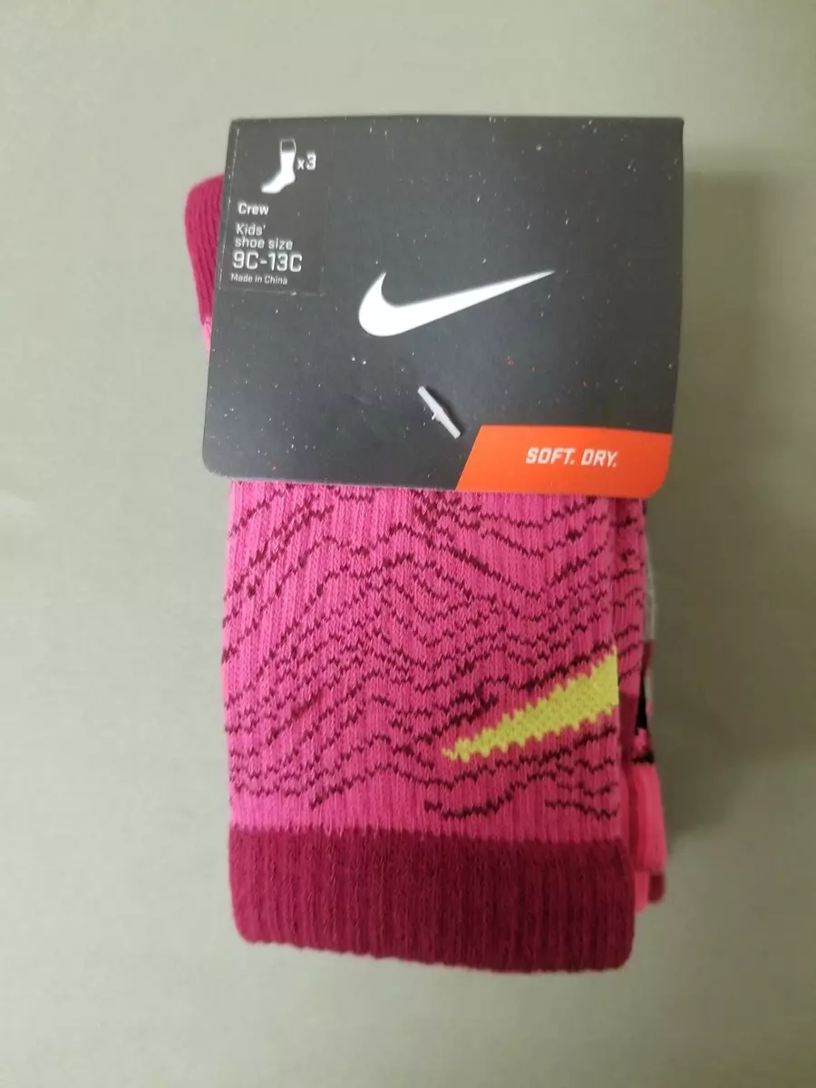 New Nike Kids 3 Pair Athletic Crew Socks. eBay