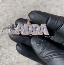 1.18ct Genuine Moissanite Custom Any 5 Letter Name Layered Pendant 925 Silver