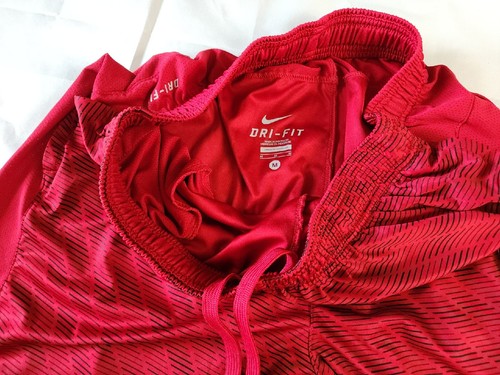 Nike Gym Jogging Shorts Red n Black Silver Logo Men's Size Medium Dri-Fit 🔥 - Picture 8 of 14