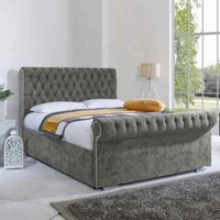 New  Chesterfield Sleigh Upholstered Elegent Quality Design Plush Velvet Bed Uk