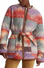 Women's Polo Ralph Lauren Tricot Quilted Bomber Jacket With Genuine Leather...