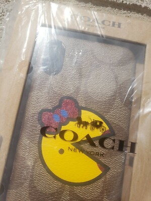 COACH × PAC-MAN iPhoneXケース Coach Signature Ms. Pac Man iPhone X Case Yellow and Khaki- New In