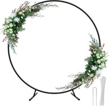 6.6ft Round Backdrop Stand Wedding Metal Circle Balloon Arch Stand Decor Black