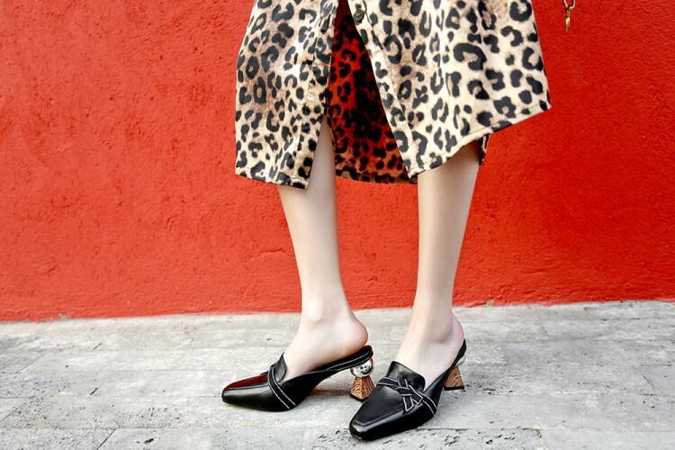 Women's Leather Mules High Heels Fashion Sandals Sandals Sandals Square Toe shoes US 4.5-10 a54980 Women's Leather Mules High Heels Fashion Sandals Sandals Sandals Square Toe shoes US 4.5-10 a54980