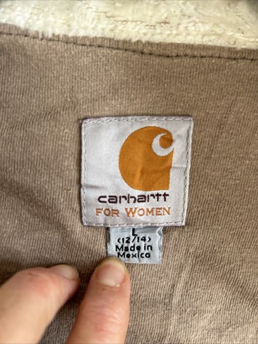Carhartt WK111 Sherpa Lined Collar Full Zip Jacket Cream Women's Size Large - Picture 8 of 10
