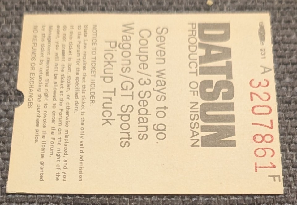 Vintage Moody Blues Concert Ticket Stub, The Forum, Inglewood