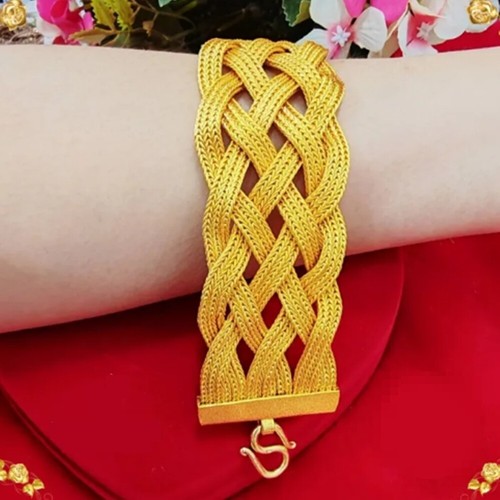 Thai 24k Gold Plated Bracelet Yellow Chain Pendant Weight 10 Baht Jewelry 6 - 8" - Picture 2 of 6