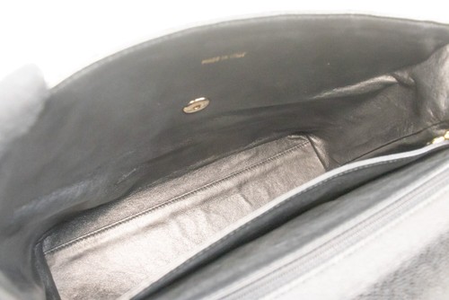 L94 CHANEL Authentic Caviar Handbag Top Handle Bag Kelly Black Flap Leather Gold - Picture 18 of 19