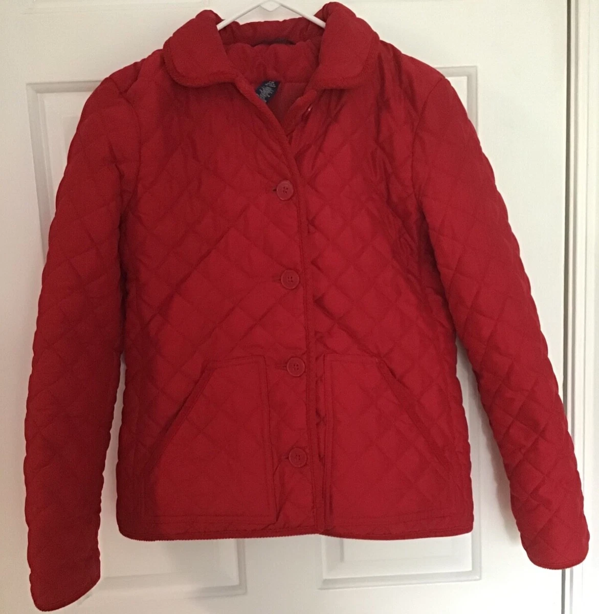 CHAPS ladies cardinal red quilted jacket MP medium petite FLAWLESS spring fall
