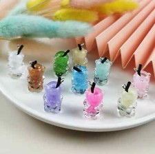 Resin Bubble Tea Bear Shaped Plastic Bottle Charm with Eye Pin 23mm x 12mm