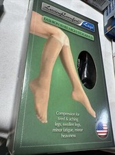 Knee High Stockings Sheer Firm Compression Black Medium
