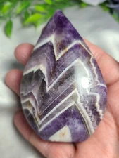 3.3" 142g A++ Chevron Dream Amethyst Crystal Flame Tower Freeform Carving