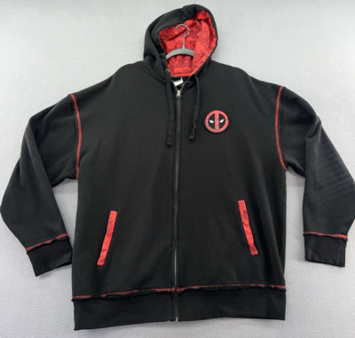 Universal Studios Sweatshirt Mens XXL Deadpool Marvel Hoodie Black Red