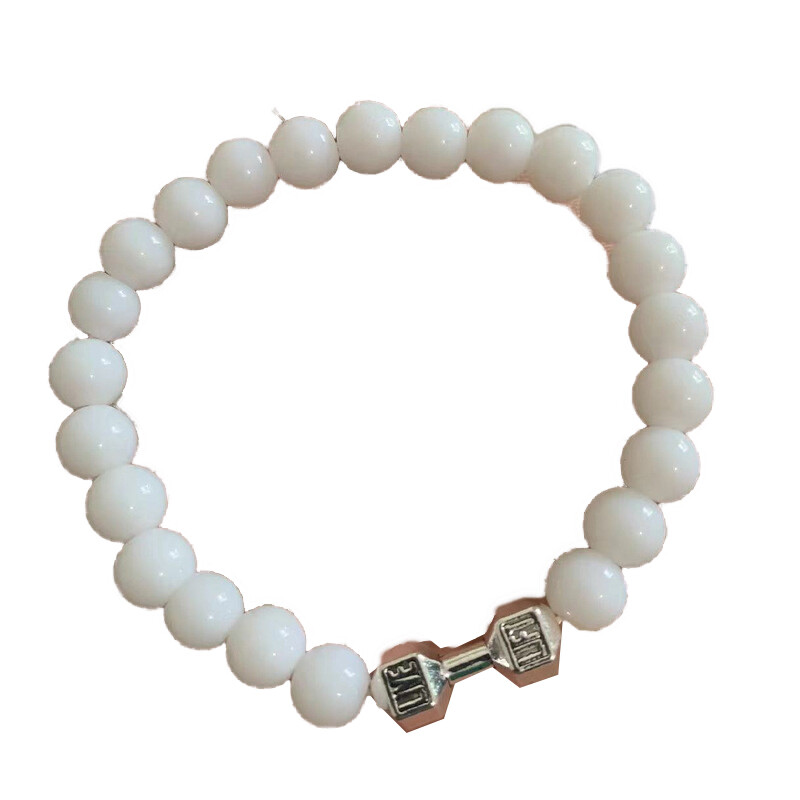 Stone Beaded Bracelet Fitness Dumbbell Shape Vintage Bangles Barbell