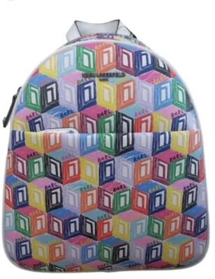 KARL LAGERFELD LONDON Multi Color  Script Print Backpack NWT