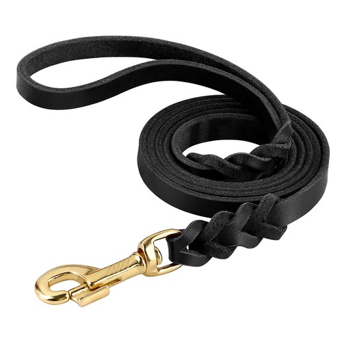 Medium Large Dog Collar and Leash Lead Set Genuine Leather Braided Adjustable - Picture 11 of 17