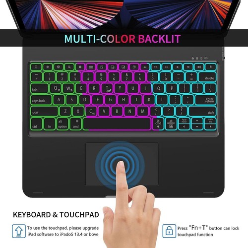 Für iPad Pro 12.9 6./5./4./3. Gen Touchpad Tastatur Hülle mit 360° Drehbar - Bild 13 von 34