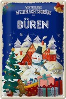 Blechschild WeihnachtsgrüßE BÜRen Geschenk Fest Deko Schild Tin Sign 20X30 Cm