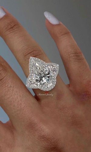 23 Karat Birnenschliff 925 Silber Moissanit Verlobungsring Solitär Cocktail Hochzeit - Bild 4 von 6