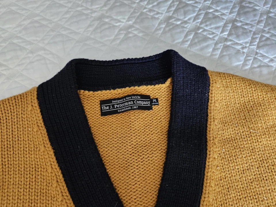 Suéter J Peterman The Handsome Rogue Lana Italiana Liga de la Hiedra Cárdigan Med NUEVO Foto 3 de 4