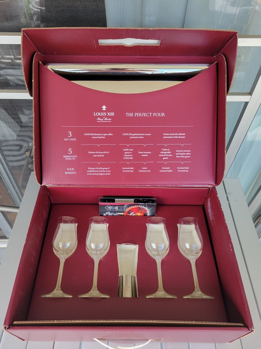 🌟LOUIS XIII REMY MARTIN COGNAC Tray Jigger 4 Glasses Set Red Gift
