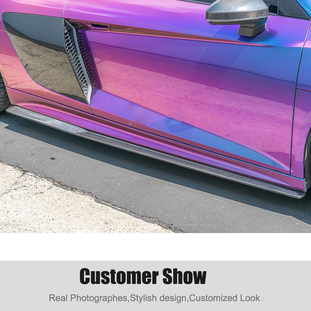 For Audi R8 V10 Gen 2 16-19 Real Carbon Side Skirts Lip Extensions Rocker Panels