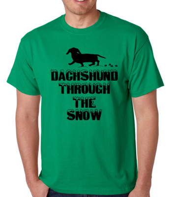  DACHSHUND THROUGH THE SNOW Christmas song funny Crew Neck Men's T-Shirt
