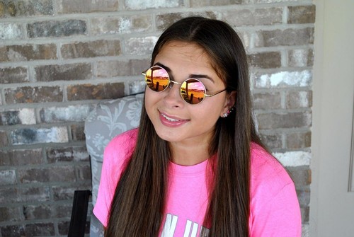 Retro Round Vintage Sunglasses Red Mirror Lens Metal Gold Frame - Picture 5 of 6