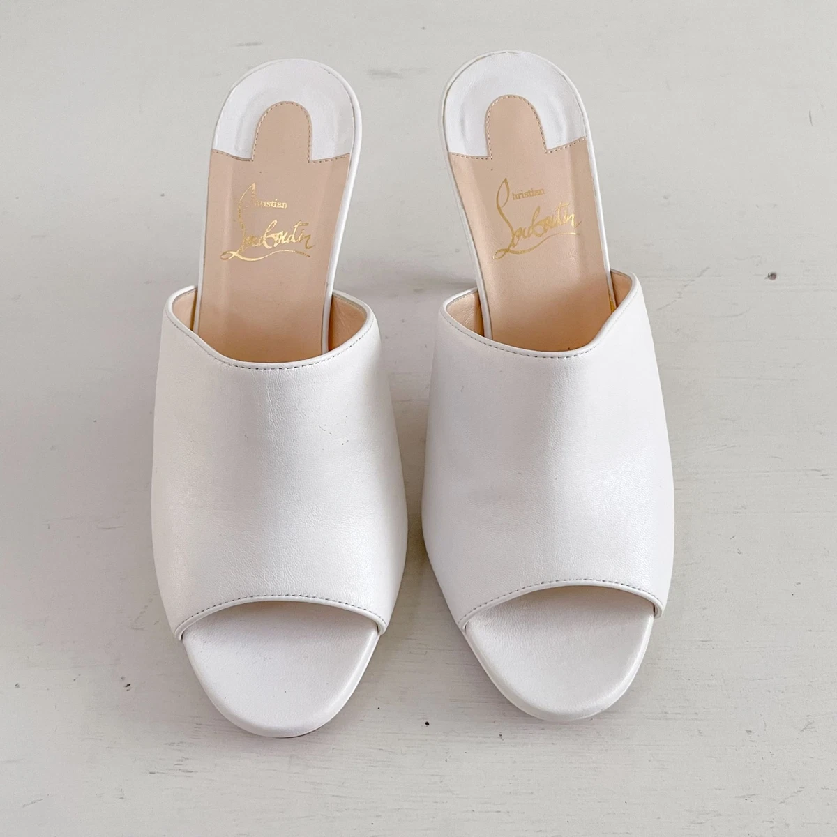 Christian Louboutin Pigamule 100 EU 37 US 7 White Slide Sandal