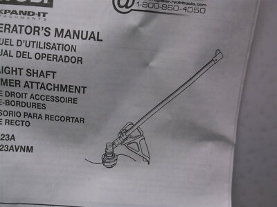 RY15523A/AVNM Ryobi Straight Shaft Trimmer Attachment Operators