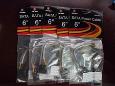 New Lot of 5 Link Depot 6" SATA-6 SATA Power Cables POW-UV-SATA