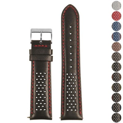 StrapsCo Genuine Leather Perforated Rally Watch Band Strap 18mm 20mm 22mm 24mm