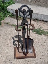 Antique Bradley & Hubbard RARE 9703 Cast Iron Fireplace Tool Set Arts & Crafts