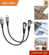 60W USB C to USB C Cable 1ft 2-Pack - Right Angle Fast Charging Cord