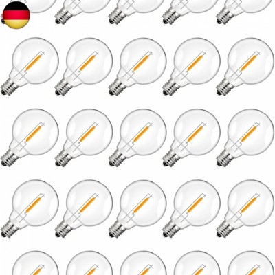 25 Stück E12 G40 LED Solar Ersatzbirnen, 2700 K Warmweiß, 1 W entspricht 5 W, D
