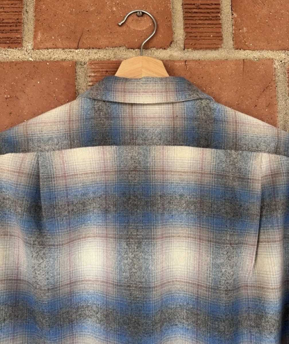 Vintage Pendleton Board Shirt Shadow Plaid Ombre Large L Tall 70s