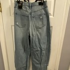 SCOOP Women's Medium Wash Blue Denim High Rise Barrel Jeans Distressed 5-Pocket — photo 2